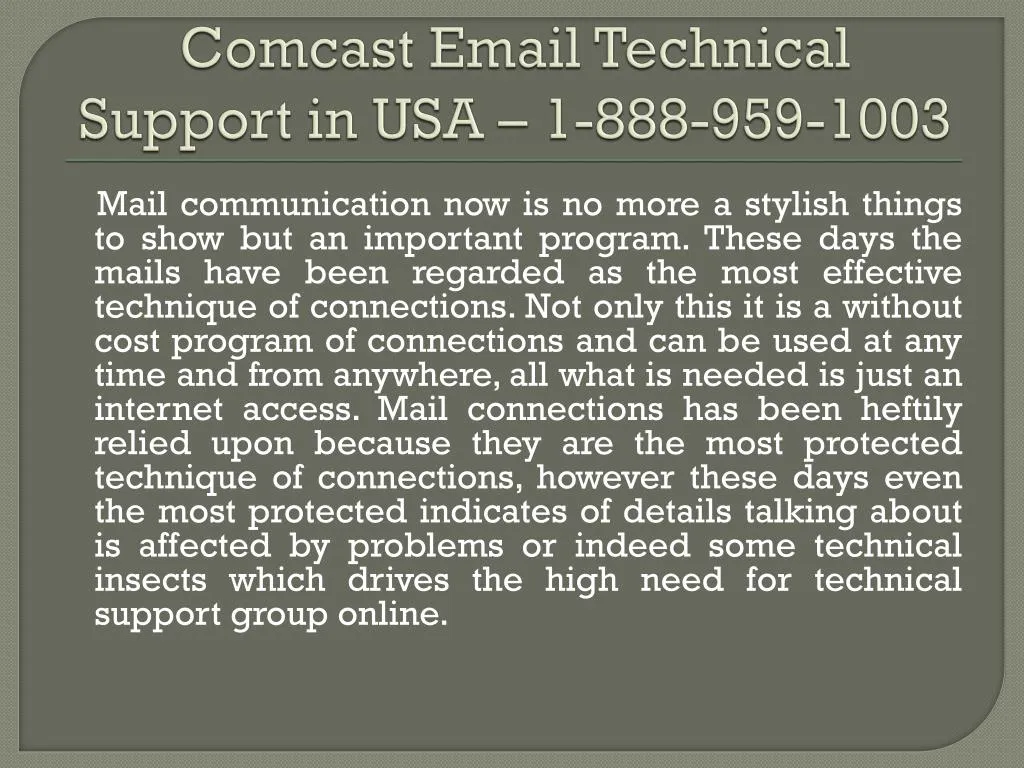 comcast email technical support in usa 1 888 959 1003