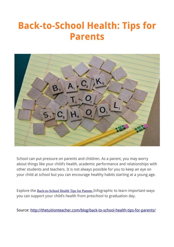 Back-to-School Health: Tips for Parents