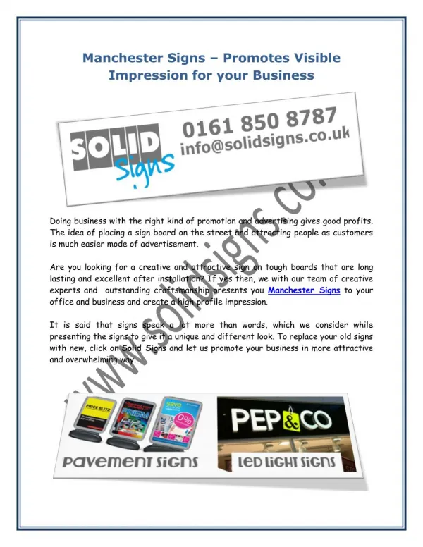 Manchester Signs – Promotes Visible Impression for your Business