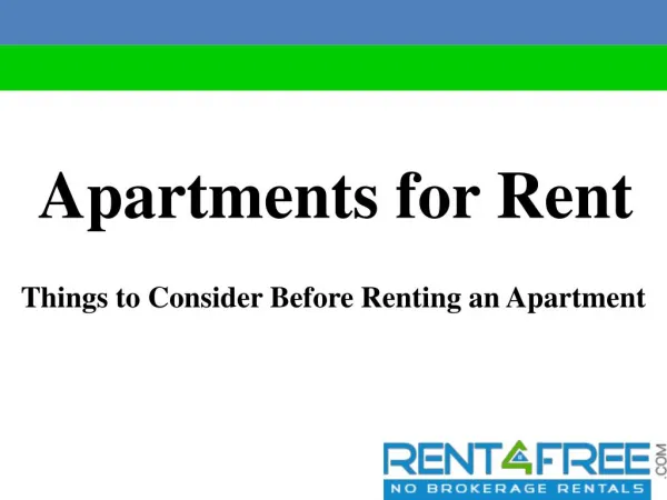 Apartments for Rent-Things to Consider Before Renting an Apartment | Rent4free
