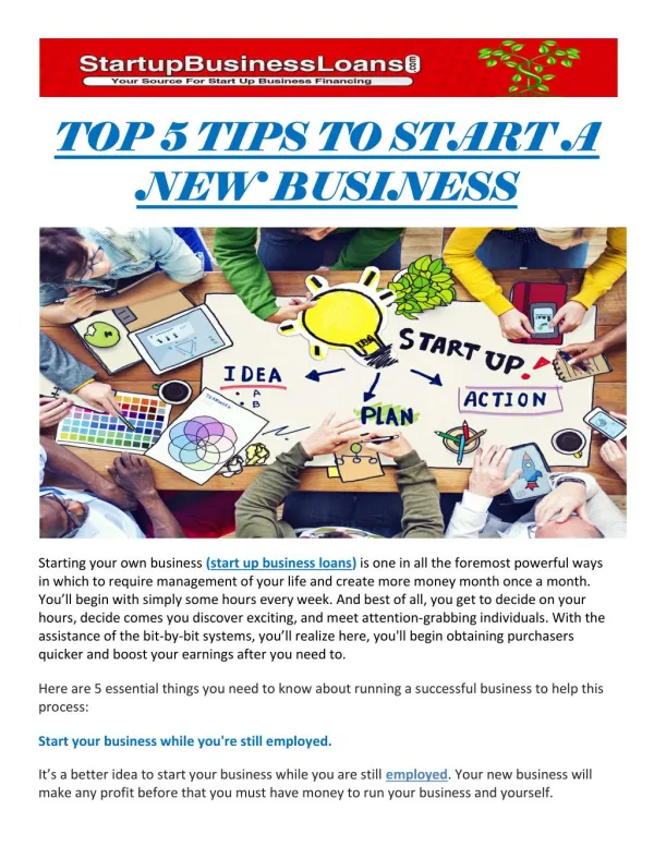 TOP 5 TIPS TO START A NEW BUSINESS