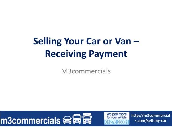 Selling Your Car or Van - Recieving Payment