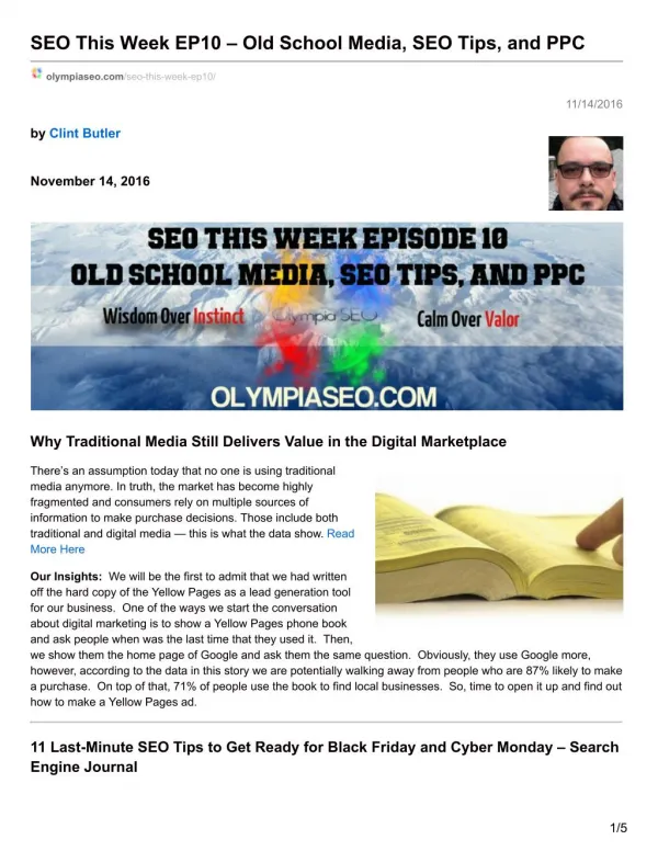 SEO This Week EP10 – Old School Media, SEO Tips, and PPC