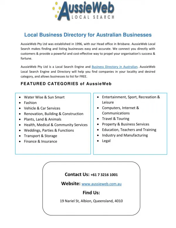 Local Business Directory for Australian Businesses