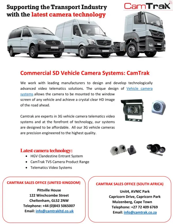 Commercial SD Vehicle Camera Systems: CamTrak