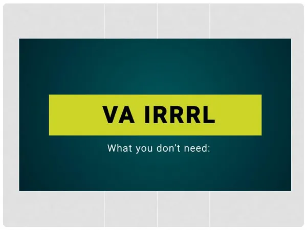 VA IRRRl Program for Veterans