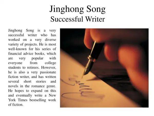 Jinghong Song - Successful Writer