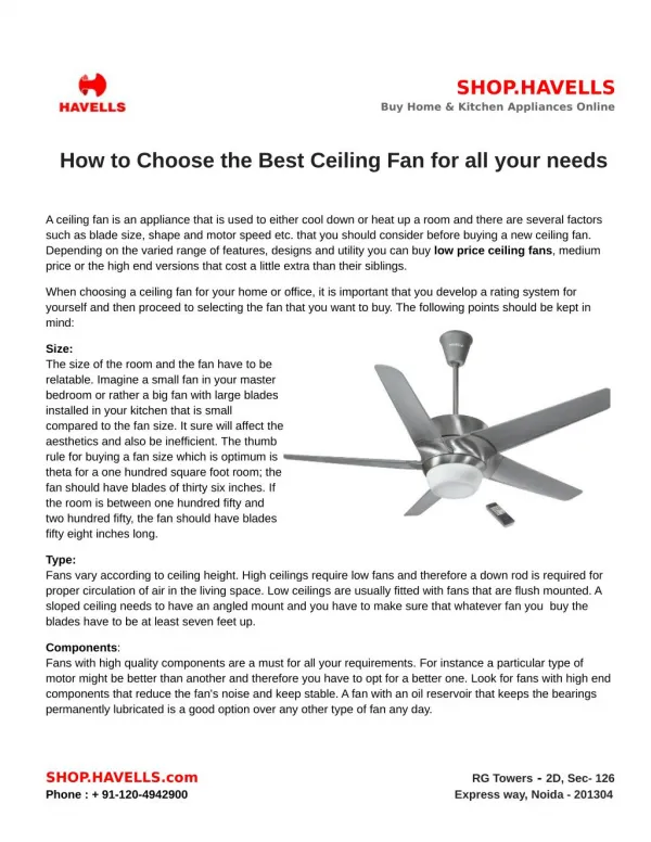 How to Choose the Best Ceiling Fan for all your needs