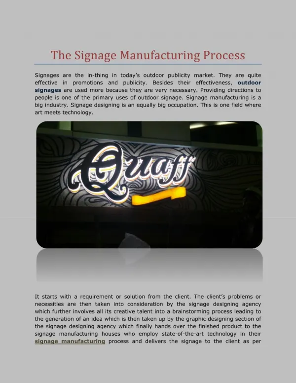 The Signage Manufacturing Process