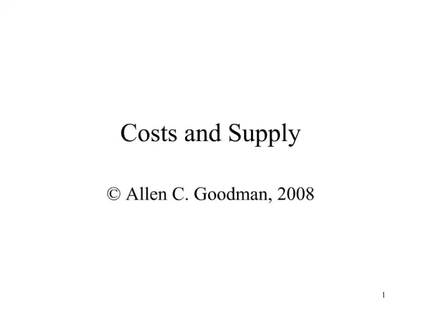 Costs and Supply