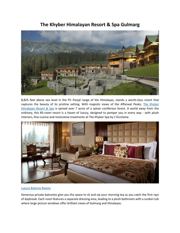 The Khayber Himalayan Resort & Spa Gulmarg