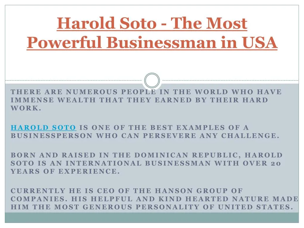 harold soto the most powerful businessman in usa