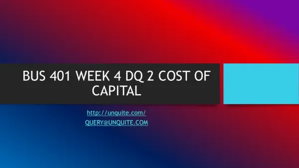 BUS 401 WEEK 4 DQ 2 COST OF CAPITAL