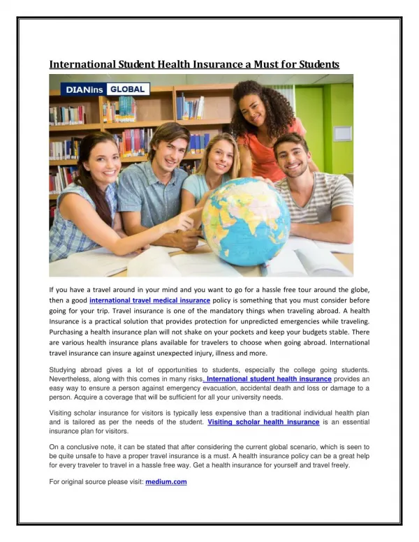 International Student Health Insurance a Must for Students
