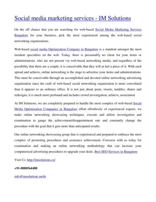Social media marketing services - IM Solutions