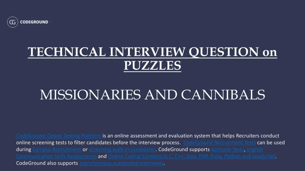 technical interview question on puzzles missionaries and cannibals
