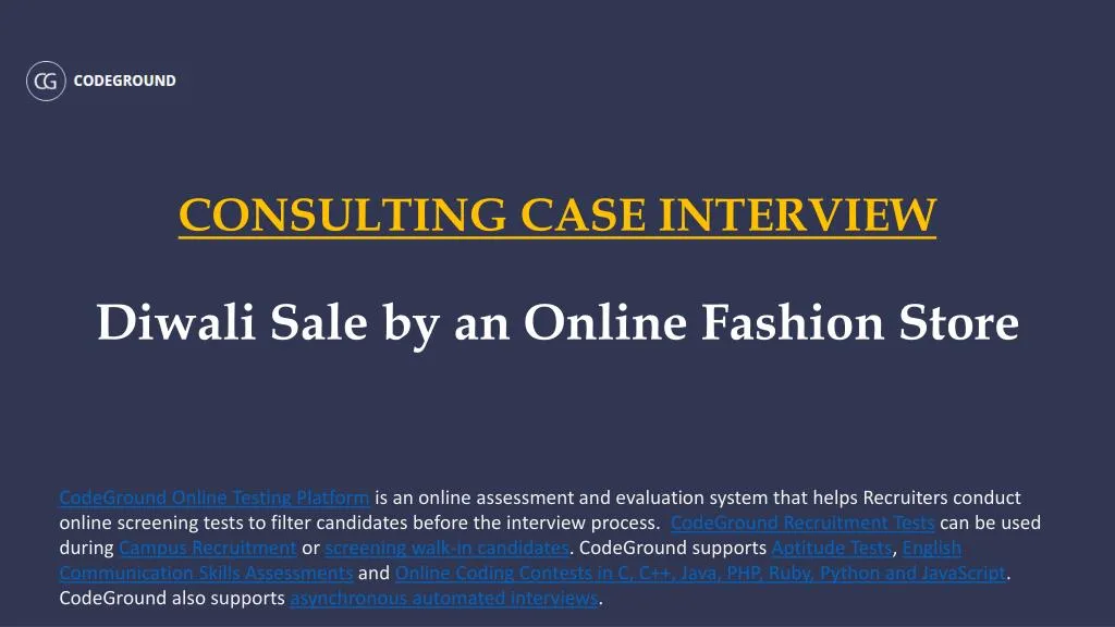consulting case interview diwali sale by an online fashion store