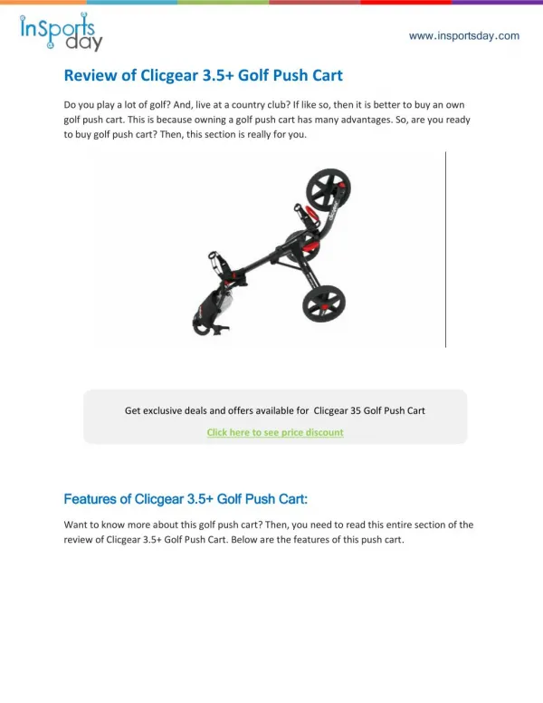 Clicgear 3 5 Golf Push Cart Review