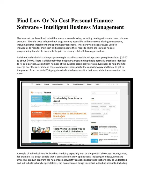 Finance software - Intelligent Business Management