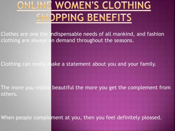 Women's Clothing Online Shopping Benefits