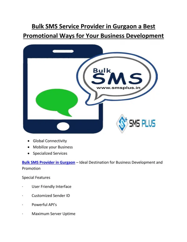 Bulk SMS Service Provider in Gurgaon a Best Promotional Ways for Your Business Development