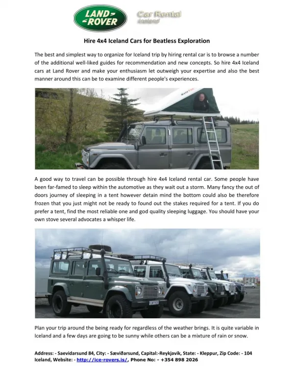 Hire 4x4 Iceland Cars for Beatless Exploration