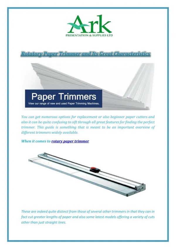 Rotatory Paper Trimmer and Its Great Characteristics