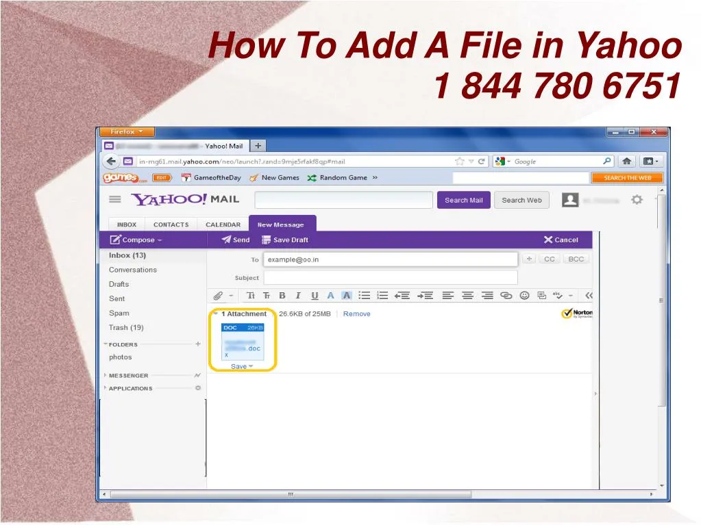 how to add a file in yahoo 1 844 780 6751