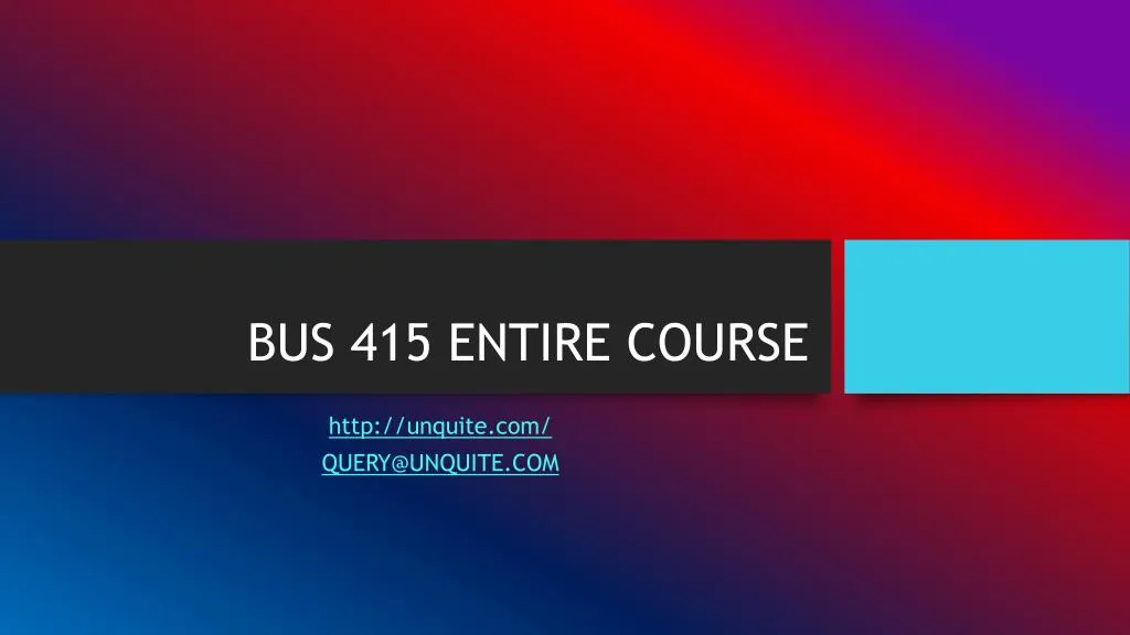 bus 415 entire course
