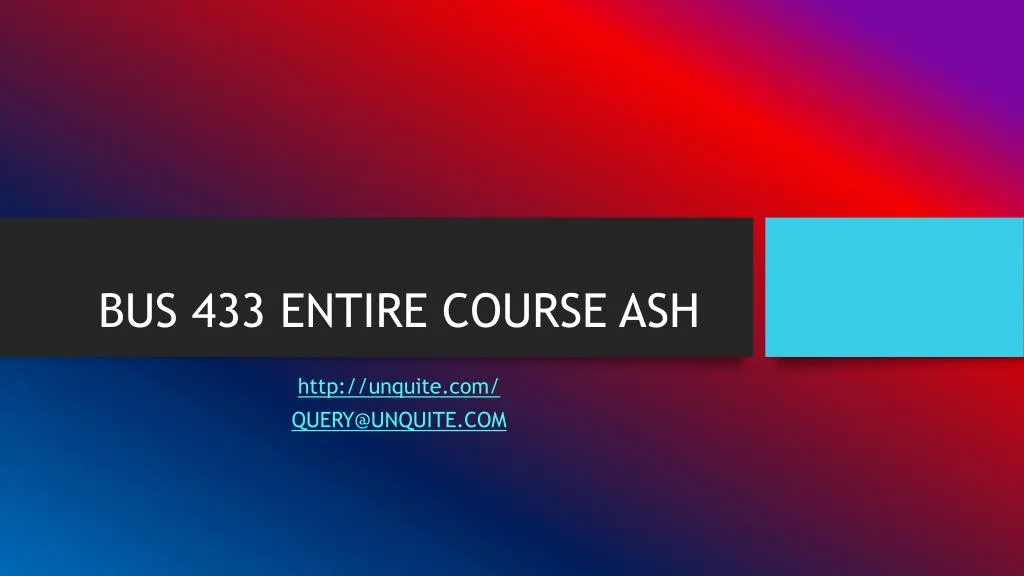bus 433 entire course ash