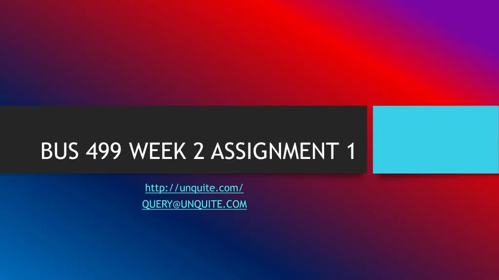 bus 499 week 2 assignment 1