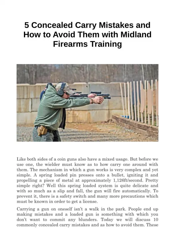 5 Concealed Carry Mistakes and How to Avoid Them with Midland Firearms Training