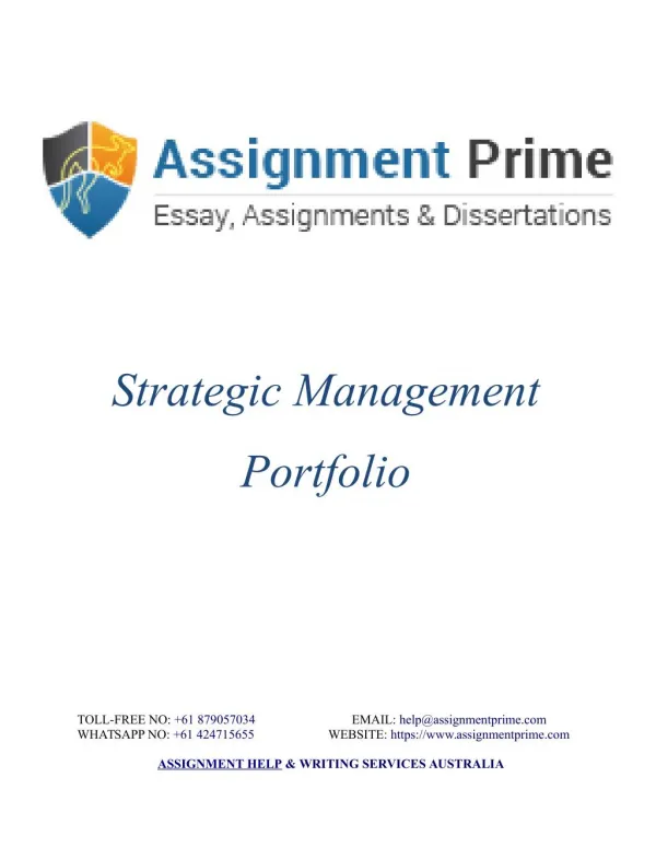 Sample Assignment on Strategic Management Portfolio