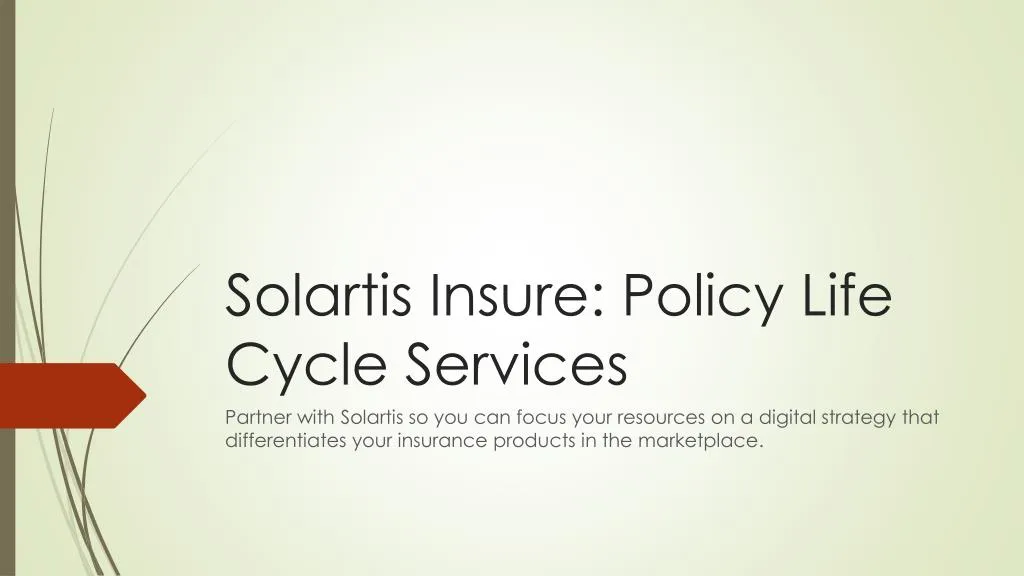 solartis insure policy life cycle services