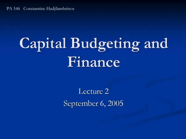 Capital Budgeting and Finance