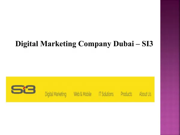 Digital Marketing Company Dubai – SI3