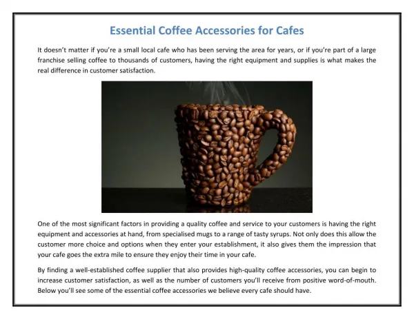 Essential Coffee Accessories for Cafes