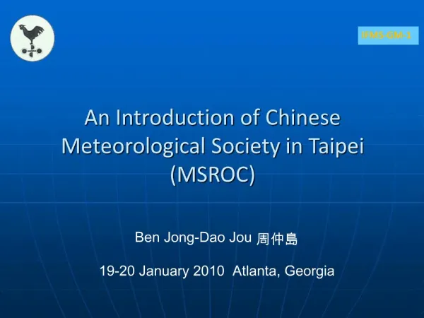An Introduction of Chinese Meteorological Society in Taipei MSROC