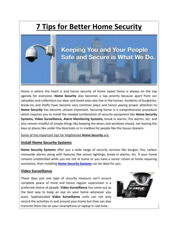 Residential Home Security