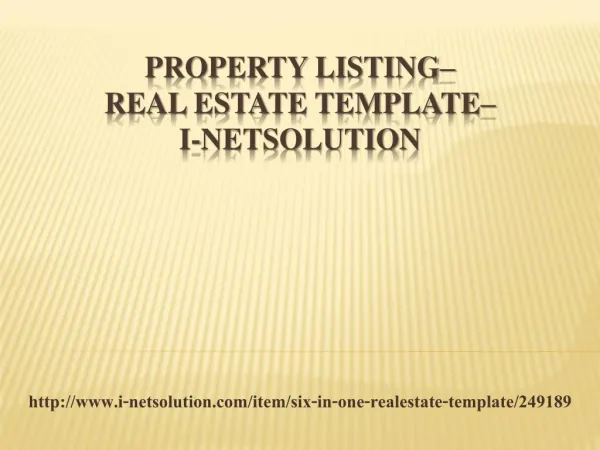 Property Listing - Real Estate Template –i-Netsolution