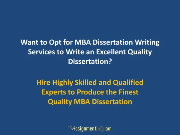 MBA Dissertation Writing Services UK