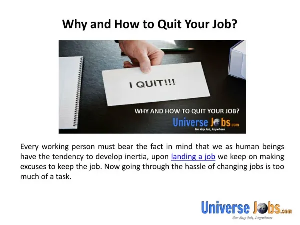 Why and How to Quit Your Job?