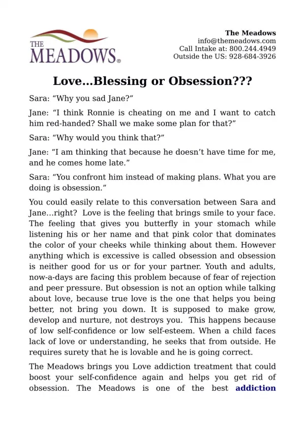 Love…Blessing or Obsession???