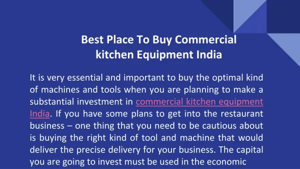 Best Place To Buy Commercial kitchen Equipment India