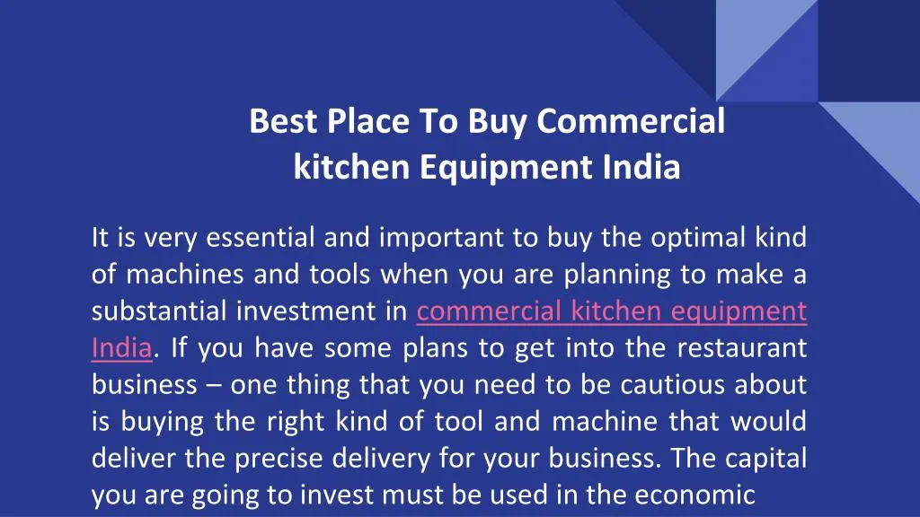 best place to buy commercial kitchen equipment india