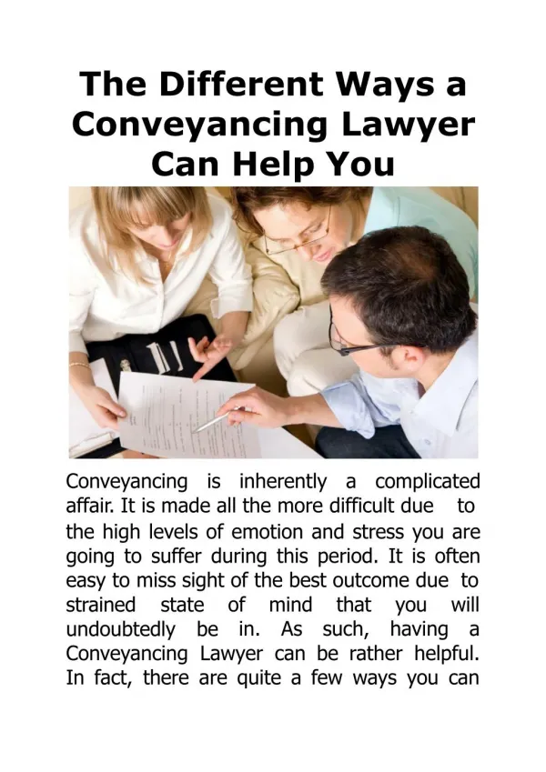 The Different Ways a Conveyancing Lawyer Can Help You