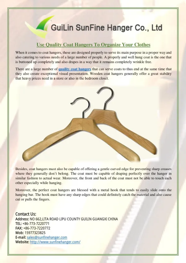 Use Quality Coat Hangers To Organize Your Clothes