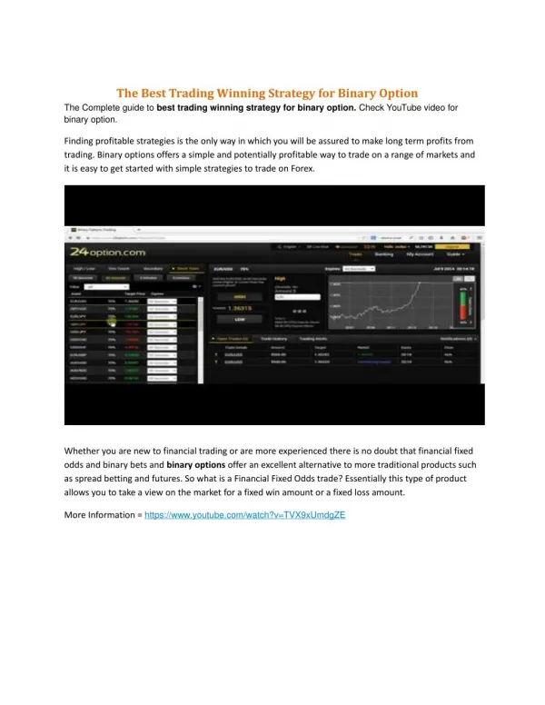 The Best Trading Winning Strategy for Binary Option