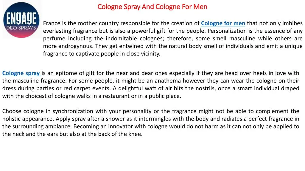cologne spray and cologne for men