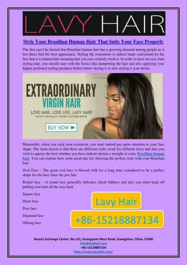 Style Your Brazilian Human Hair That Suits Your Face Properly